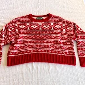 American Eagle Red Fair Isle Sweater XL Nordic Ski Lodge Winter Knit